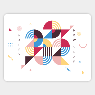 Happy New Year 2022 // Modern Geometric Design Sticker